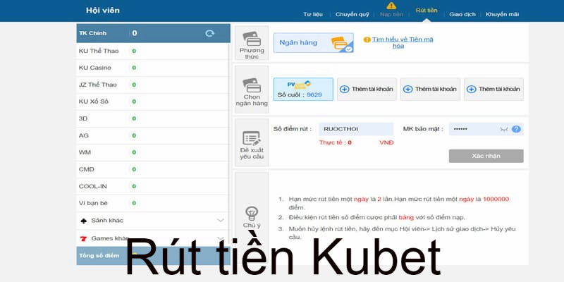 Các bước thực hiện rút tiền Kubet vô cùng đơn giản, chỉ gói gọn trong 3 bước